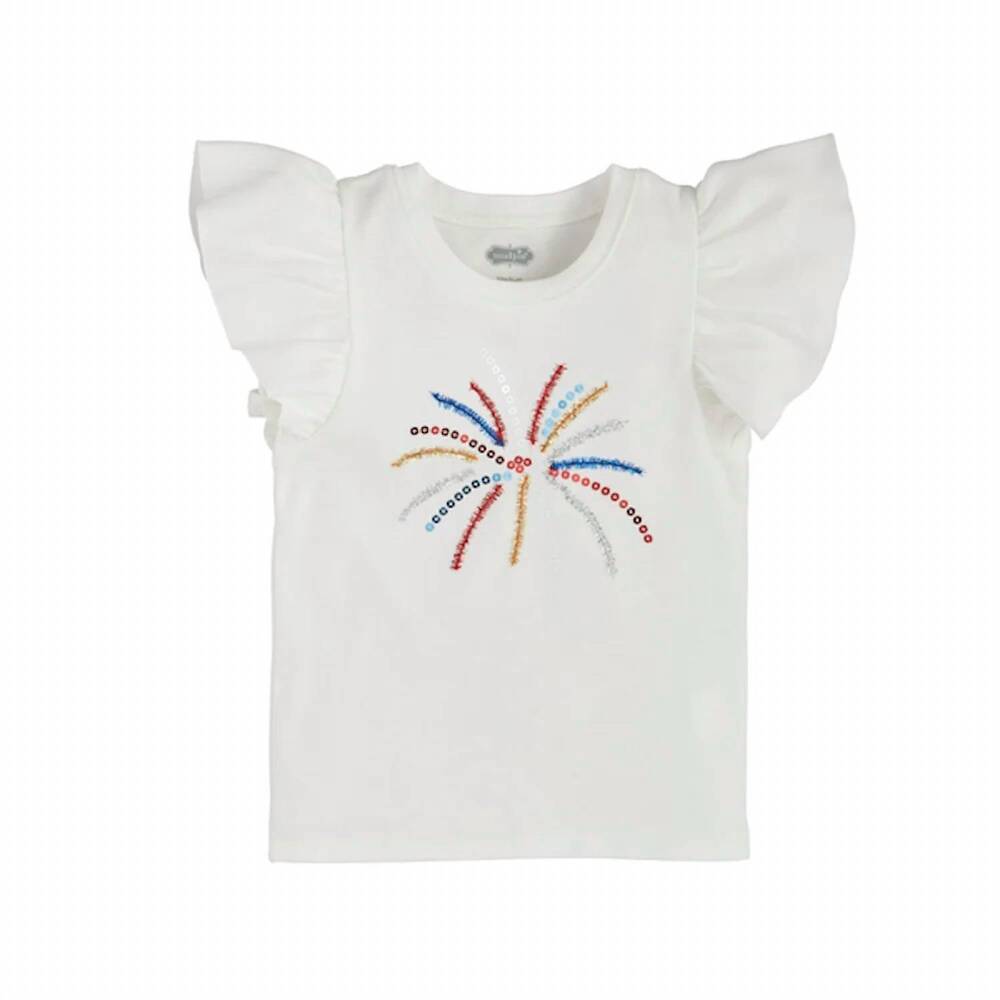 NEW MUDPIE kid's 4th of july tinsel shirt in fireworks